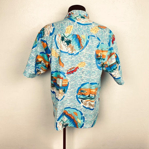 Vintage Mens Big Waves Heet Sportswear Shirt Medium Aloha Print Short Sleeve - Picture 6 of 12